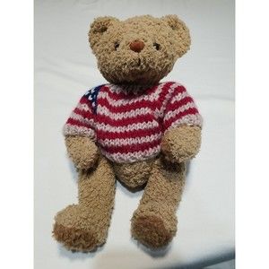 A&A Plush Teddy Bear Beary Friends Flag Sweater Plush 11” Rare